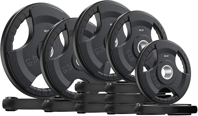 SPART Weight Plate 2-Inch Rubber Coated Olympic Grip Gym(5LB/10LB/25LB/35LB/45LB)