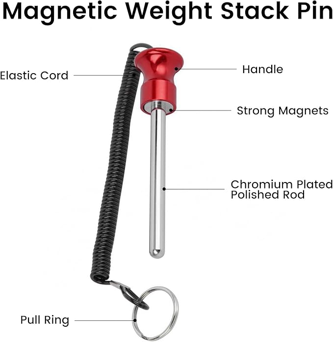 Weight Stack Pin,Universal Magnetic Weight Pin with Pull Rope Strength Training Equipment for Commercial Gym or Home Gym | Pin Insert | Heavy Duty | Health Club Grade Steel Gym Accessories