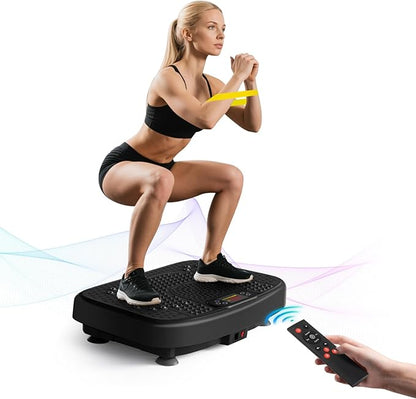 Vibration Plate Exercise Machine for Lymphatic Drainage,Softgym Power Vibrate Stand Shake Board 400 Lbs Capacity Whole Body Workout Waver with Fitness Resistance Bands Weight Loss Gifts for Women Men
