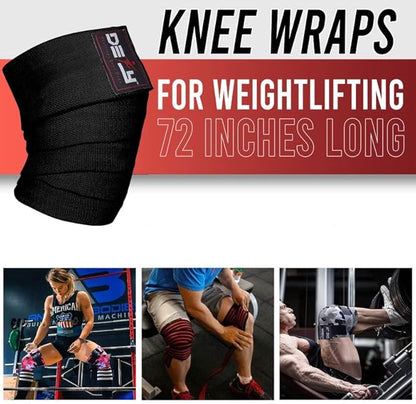 DEFY Sports' Knee Wraps for Weightlifting - Provides Knee Support for Powerlifting, Squats & Fitness Workouts
