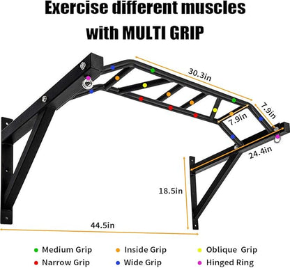 BESTHLS Wall Mounted Pull Up Bar and Dip Station 440 Lbs