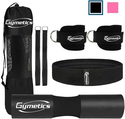 7 Pack Barbell Squat Pad for Standard Set, Barbell Pad for Hip Thrusts, 2 Gym Ankle Straps, Hip Exercise Band, 2 Squat Pad Safety Straps and Carry Bag …