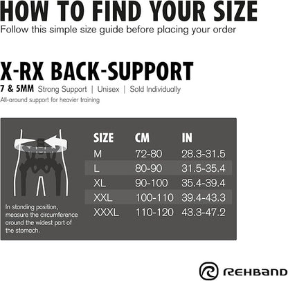 Rehband X-RX Back Support 7mm neoprene, 2-in-1 back