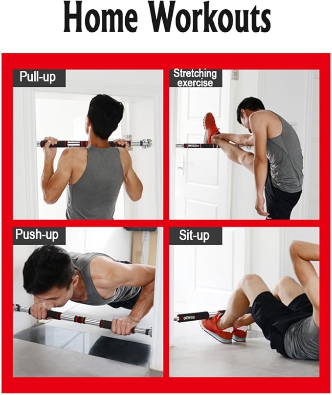OneTwoFit Pull Up Bar Doorway Chin Up Bar Fitness（25.6 to 33.5 Inches Length）HK664