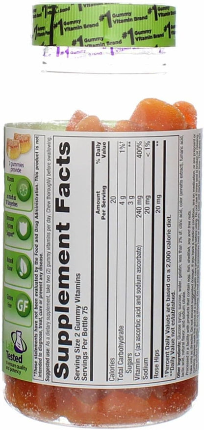 VitaFusion Power C Gummy Vitamins for Adults Absolutely Orange - 150 ct, Pack of 4