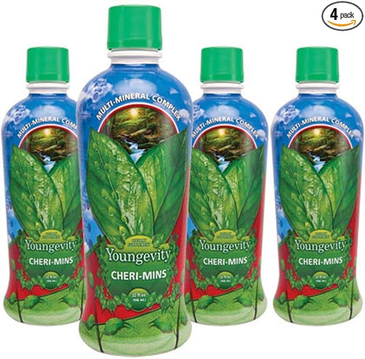 Youngevity Cheri-Mins™ Plant Derived Liquid Minerals - Great Tasting Formula - 77+ Natural Unaltered Trace Minerals - Colloidal Form Humic Shale (32 Fl Oz - Pack of 4)