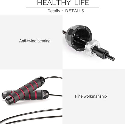 Skipping Rope with Ball Bearings Rapid Speed Adjustable 6” Memory