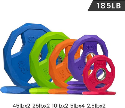 SPART Color Coded Weight Plate 2-Inch Rubber Coated 2.5LB/5LB/10LB/25LB/35LB/45LB, Pair