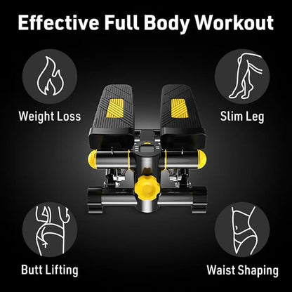 Steppers for Exercise at Home, Japard Mini Stairs with Resistance Bands, 220LBS Loading Capacity, Full Body Cardio Equipment, Adjustable Fitness Workout Legs Anti Slip Pads