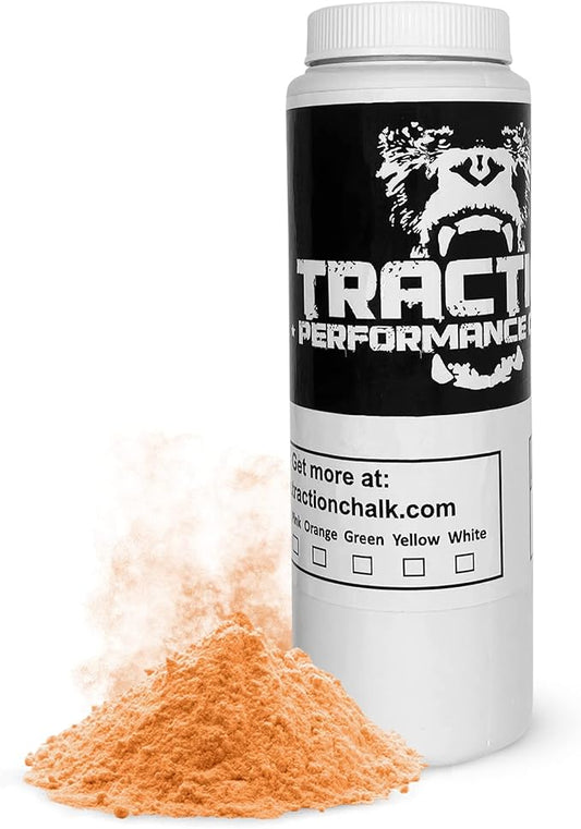 Traction Performance Colored Gym Chalk | Powder Chalk for Gymnastics, Rock Climbing, Weight Lifting & Workouts - Firm Grip Soft Chalk Lifting Powder in Vibrant Colors - Made in USA | 8 oz.