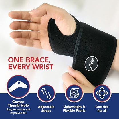 Dr. Arthritis Wrist Brace, Adjustable Wrist Wraps & Hand Brace Compression, Doctor-Developed Wrist Brace for Carpal Tunnel, Tendonitis, Injuries & More, Easy to Wear, Fits Both Hands (Single)