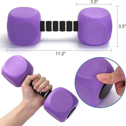 Water Dumbbells, 2Pack Aquatic Exercise Dumbbells, EVA Foam Barbells for Men Women Water Workouts