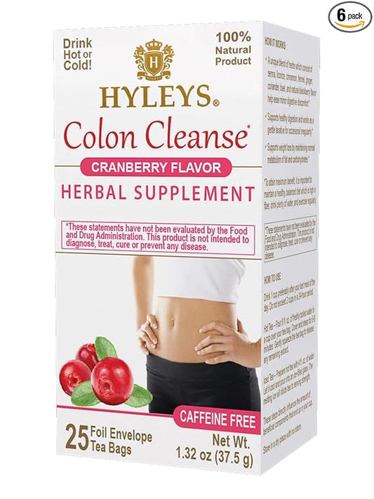 Hyleys Colon Cleanse Tea Cranberry Flavor (6 Pack - 150 Tea Bags Total)