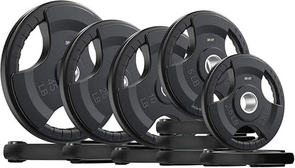 SPART Weight Plate 2-Inch Rubber Coated Olympic Grip Gym(5LB/10LB/25LB/35LB/45LB)