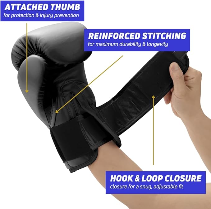 Boxing Gloves for Men & Women - Leather Gloves for Heavy Bag, Punching Bag,Muay Thai, MMA, Kickboxing, Gym Training, Sparring Pro-Style Guantes de Boxeo 12oz 14oz 16oz