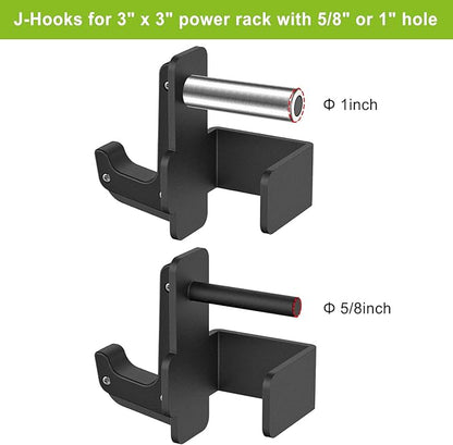 SELEWARE Solid Steel J Hooks for 2" x 2" or 3" x 3" Tube 1" or 5/8" Hole 2