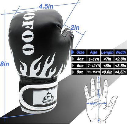 Kids Boxing Gloves 4oz 6oz 8oz Punching Gloves for Kids Youth Traning Gloves for Punching Bag Kickboxing Sparring Muay Thai MMA Fight Gloves