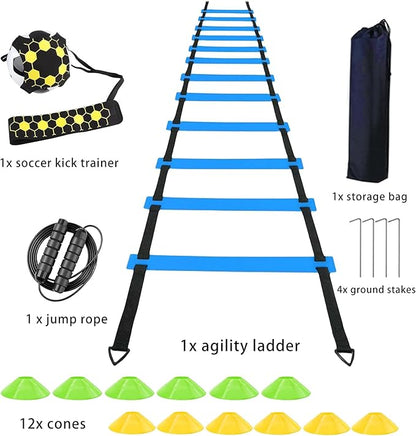 Agility Ladder Soccer Training Accessories Equipment 6m Speed 12 Cones