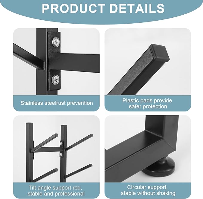 BiJun Skateboard Racks Floor Stand, 4-Layer Skateboard Holder,Snowboard Storage Rack, Skateboard Organizer Floor Stand for Deck, Longboard, Snowboard, Standard Skateboards, Mini Cruiser Skateboard