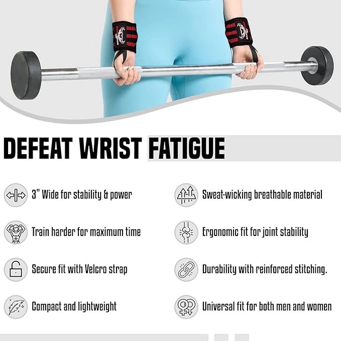 BEAST RAGE Wrist Wraps for Weightlifting - Adjustable Lifting Straps With Thumb Loop for Enhanced Gym Support, Powerlifting, Bodybuilding and Workout
