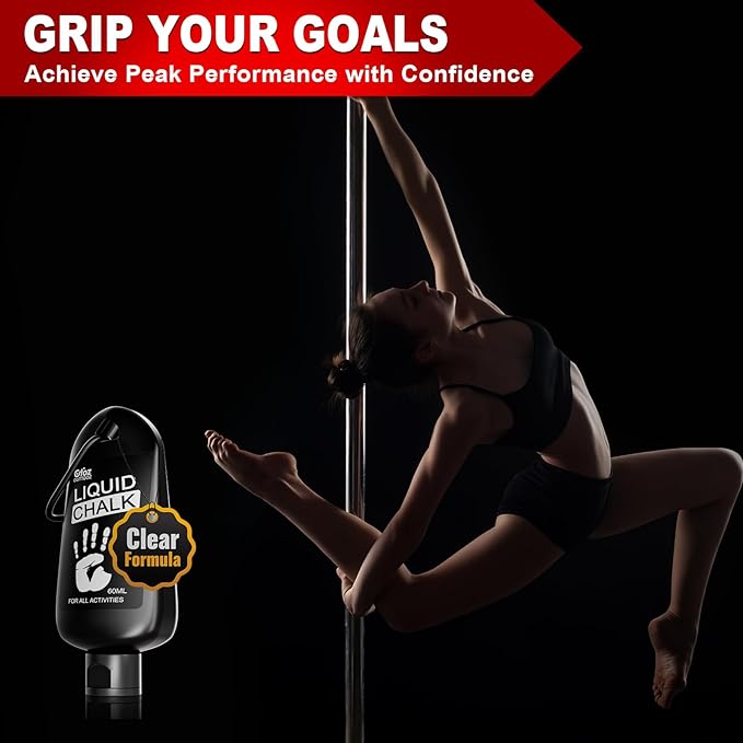 Clear Liquid Chalk, Dry Hands Non Sticky Grip Enhancer, Transparent Anti-Slip Solution for Gymnastics Cheerleading Pole Dancing Tennis Golf Pickleball Badminton and All Sports.