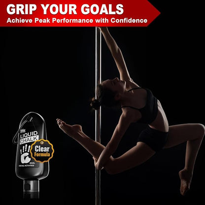 Clear Liquid Chalk, Dry Hands Non Sticky Grip Enhancer, Transparent Anti-Slip Solution for Gymnastics Cheerleading Pole Dancing Tennis Golf Pickleball Badminton and All Sports.