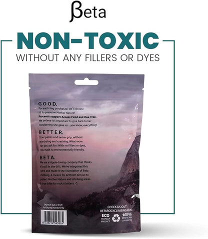 Beta Rock Climbing Chalk Premium, Heat Treated Loose Powdered Rock Climbing Chalk Made with 100% Magnesium Carbonate. 100% of Profits Donated. The Strongest Grip Possible. (Chalk Powder, Hand Chalk)