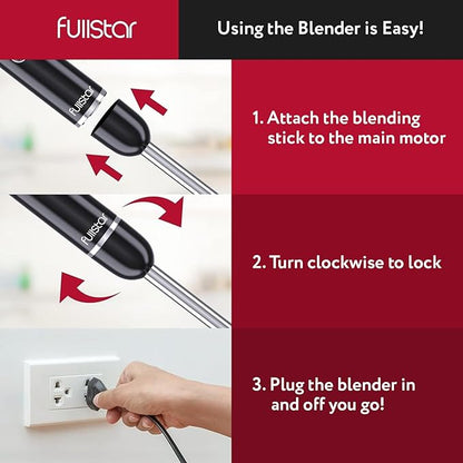 Immersion Blender Set, 300W Handheld Electric Hand Mixer, Smoothie Blender (300W, Black)