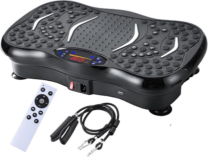 Vibration Plate Exercise Machine,Whole Body Workout Equipment for Weight Loss,Lymphatic Drainage Machine,Gyms Workout with Adjustable Speeds and Resistance Bands,Compact Vibration Platform for Home