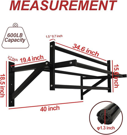 BESTHLS Wall Mounted Pull Up Bar and Dip Station 440 Lbs