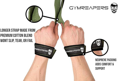 Gymreapers Lifting Wrist Straps for Weightlifting, Bodybuilding, Powerlifting, Strength Training, & Deadlifts - Padded Neoprene with 18 inch Cotton