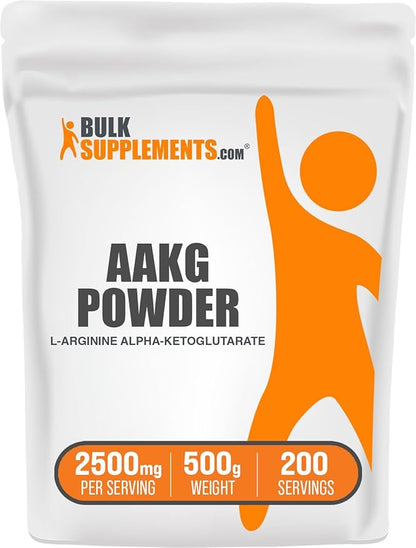 BulkSupplements.com AAKG Powder - Arginine Alpha-Ketoglutarate, AKG Supplement - Arginine Supplement, Unflavored & Gluten Free, 2500mg per Serving, 500g (1.1 lbs) (Pack of 1)