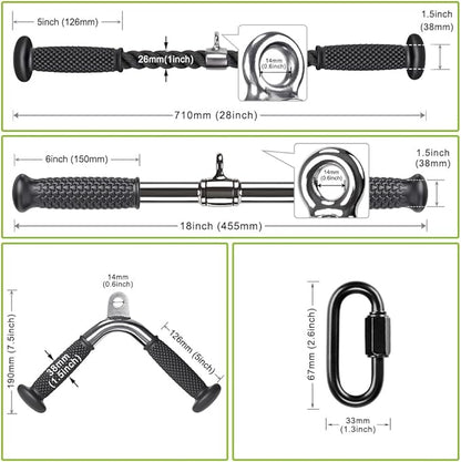 Kipika Tricep Pull Down Attachment, Cable Machine Accessories for Home Gym, Cable Machine Attachments Pulley System Gym, LAT Pull Down Attachment Weight Fitness