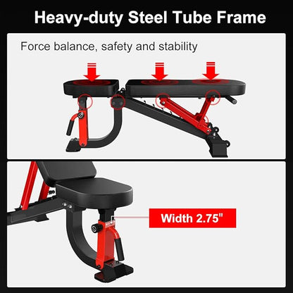 YouTen 1000 LB Adjustable Weight Bench 9-4-4 Almost 90° Incline