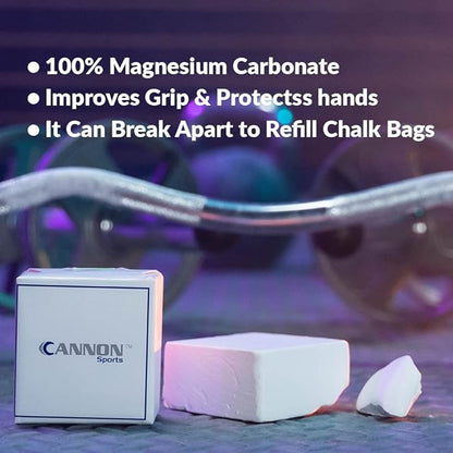 Cannon Sports Magnesium Carbonate Gym Chalk- Blocks, Liquid, & Powder Options - Sweatproof Grip, Blister Prevention for Workout, Weightlifting, Gymnastics, Rock Climbing