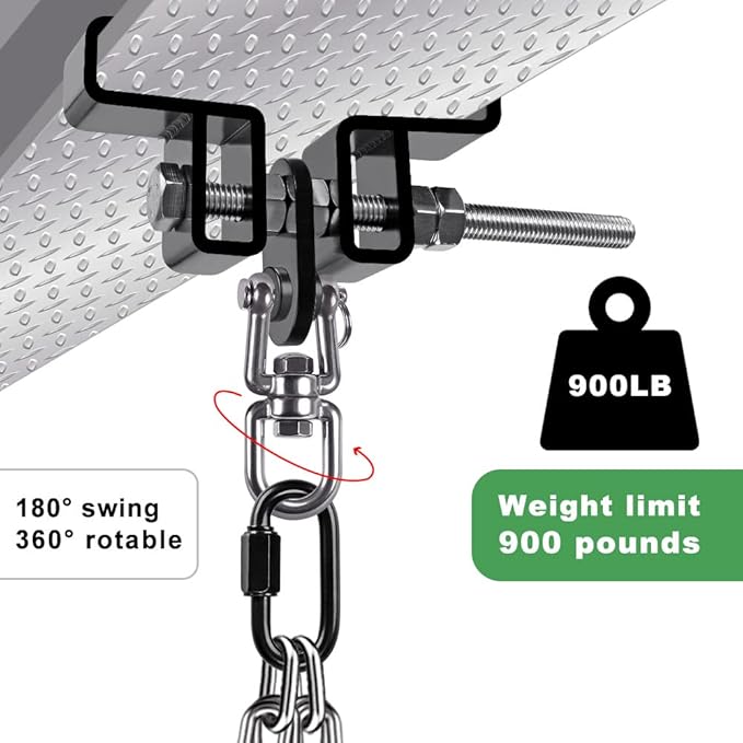 SELEWARE Heavy Duty Steel Beam Clamp, Heavy Bag Mount, Punching Bag Hanger Heavy Duty Holder for Boxing, Muay Thai and MMA Training (with Carabiner)