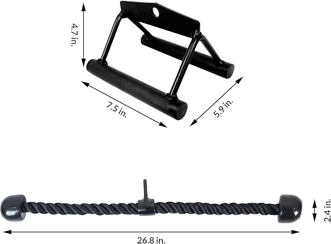 Tricep Press Down Cable Attachment, LAT Pulldown Attachment, Weight Machine Accessories, V Handle with Rotation, Tricep Rope, Rotating Bar, V-Shaped Bar, Multiple Options