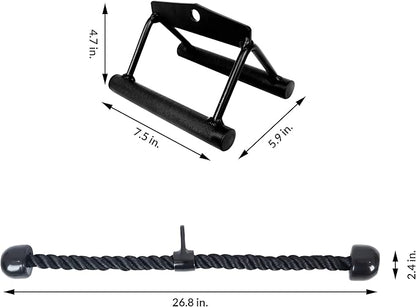 Tricep Press Down Cable Attachment, LAT Pulldown Attachment, Weight Machine Accessories, V Handle with Rotation, Tricep Rope, Rotating Bar, V-Shaped Bar, Multiple Options