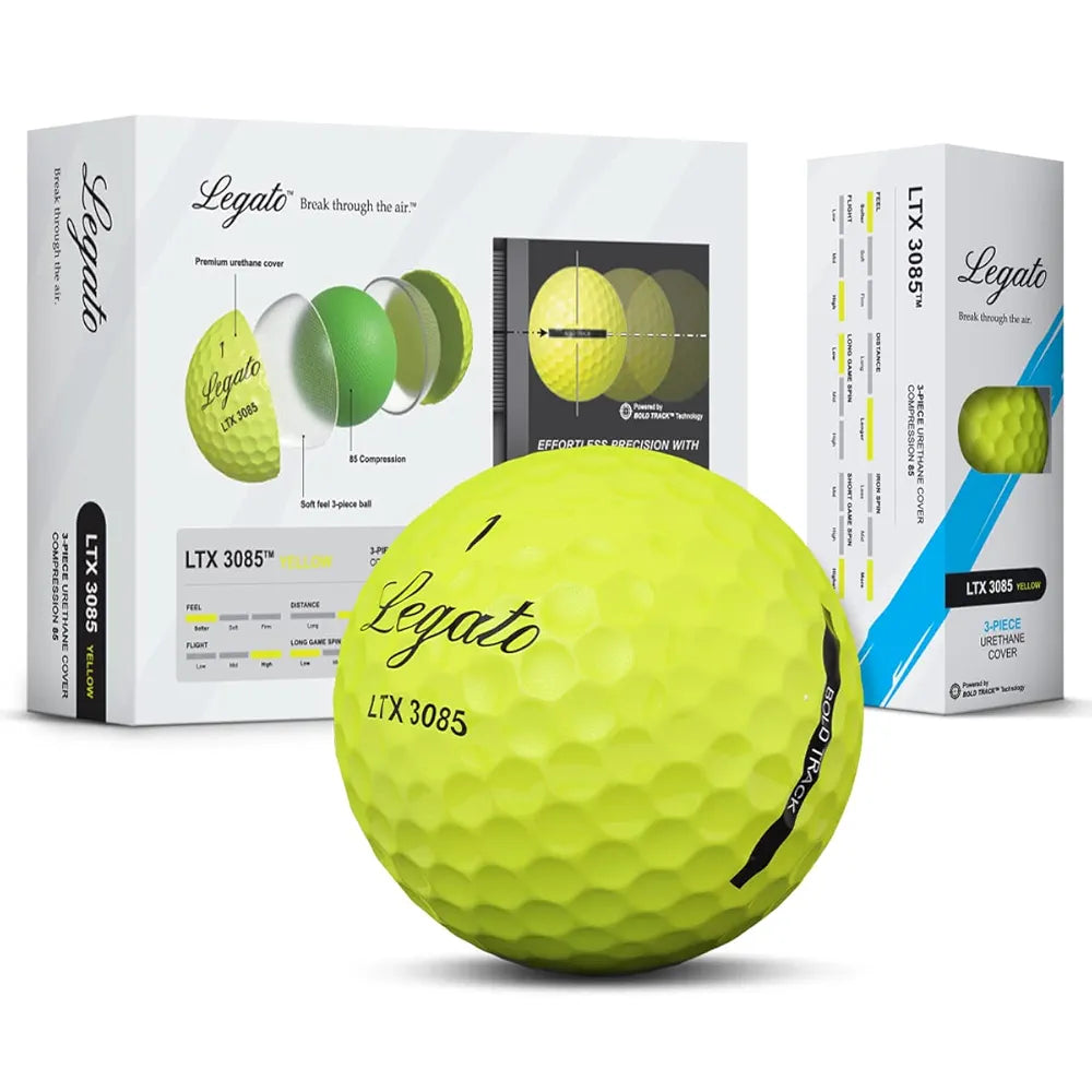 Legato Golf Balls LTX3085 | Designed to Help Golfers Break 90 | Maximized Distance with Soft Feel | 3 Piece | Urethane Cover | 85 Compression
