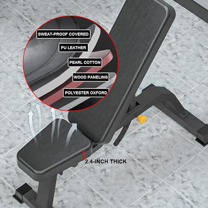Adjustable Bench, Professional Weight Bench, Incline Flat Decline