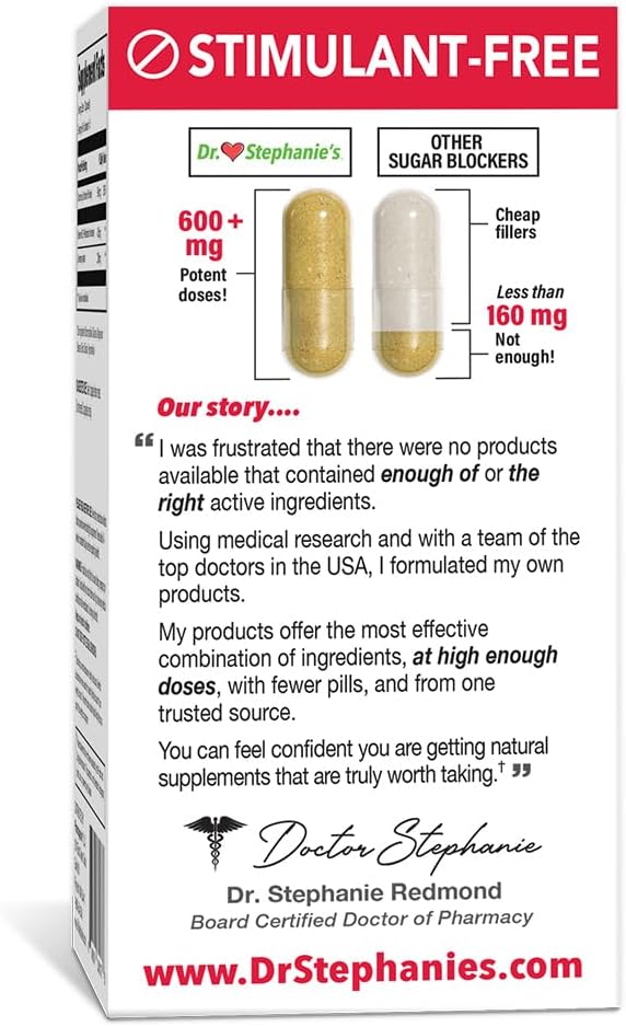 Dr. Stephanie's Mealtime Carb & Sugar Blocker - Reduce Digested Carbs & Sugars, Stimulant-Free (2 Pack)