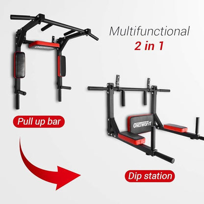 OneTwoFit Multifunctional Wall Mounted Pull Up Bar Chin 440 Lbs OT126