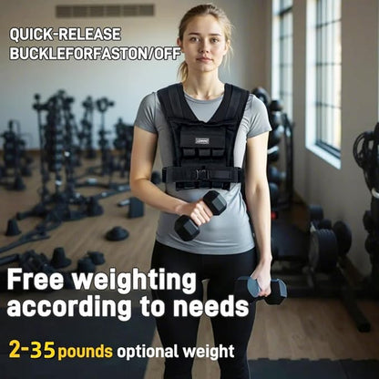 Men's Weighted Vests for Men Women, Slim Design 18lb 28lb 35lb Weighted Workout Vests With Adjustable Iron Weights, Heavy Duty Weighted Vest for Women Running Functional Fraining Machine washable
