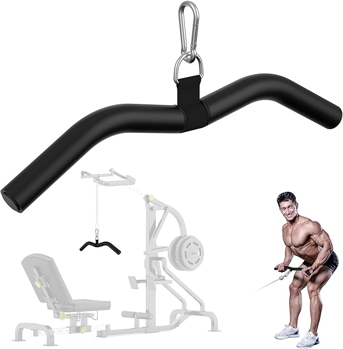 Upgraded LAT Pulldown Bars, 19" LAT Pull Down Bar Attachments for Home Gym, Curl Triceps Press Down Bar Handle LAT Bar Cable Machine Attachment for Pulley System, Rowing LAT Pull Down Bar