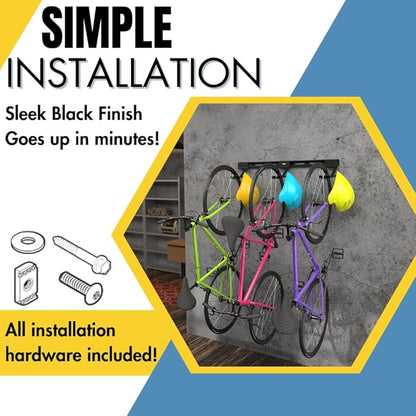 Koova Wall Mount Bike Rack | Steel Bike Mount | Adjustable Hangers | Easy Mount | USA Made