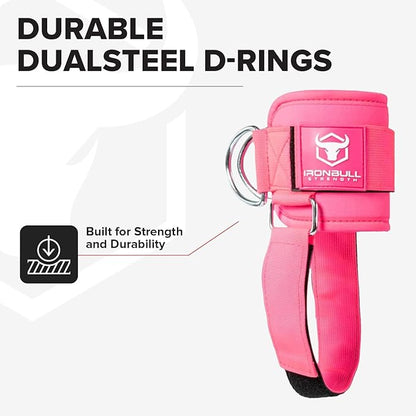 Iron Bull Strength Women's Kickback Ankle Strap for Cable Machines & Resistance Bands: Gym & Home Workout Cuff Attachment for Leg Extensions, Kickbacks, Hip Abductors - Booty Exercises