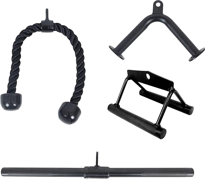 Tricep Press Down Cable Attachment, LAT Pulldown Attachment, Weight Machine Accessories, V Handle with Rotation, Tricep Rope, Rotating Bar, V-Shaped Bar, Multiple Options