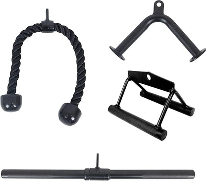 Tricep Press Down Cable Attachment, LAT Pulldown Attachment, Weight Machine Accessories, V Handle with Rotation, Tricep Rope, Rotating Bar, V-Shaped Bar, Multiple Options