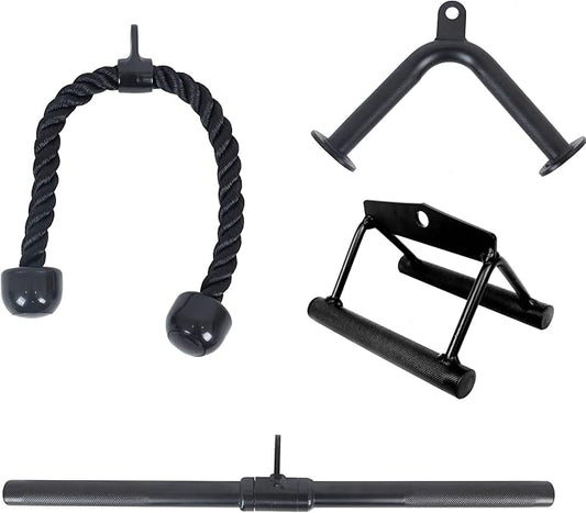 Tricep Press Down Cable Attachment, LAT Pulldown Attachment, Weight Machine Accessories, V Handle with Rotation, Tricep Rope, Rotating Bar, V-Shaped Bar, Multiple Options