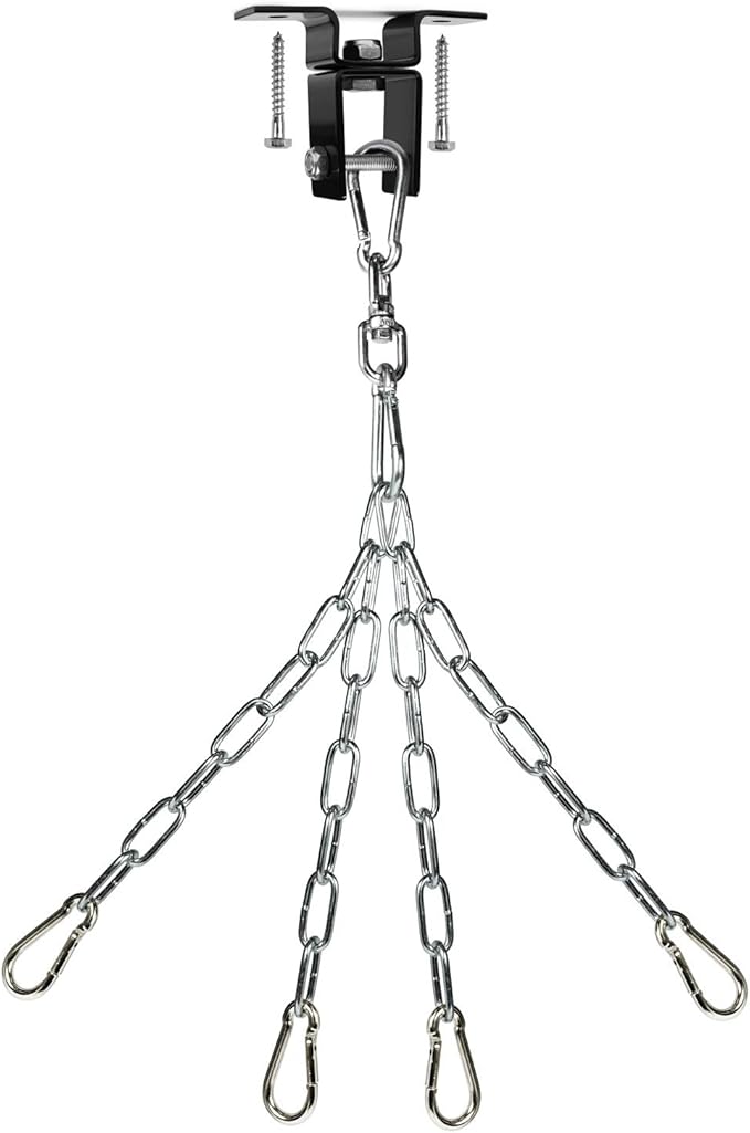Yes4All Punching Bag Hangers, Swing Hanger For Punching Bag - Heavy Bag Hanger - Bag Chain For Boxing Stand - Indoor Outdoor Hanging, 360 Rotate Swivel,2 Screws, Heavy Bag Chain and Swivel